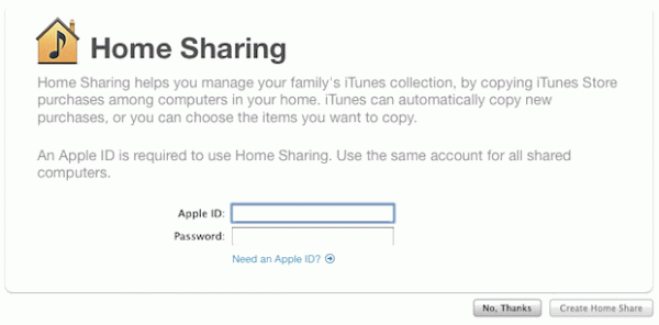 home sharing itunes