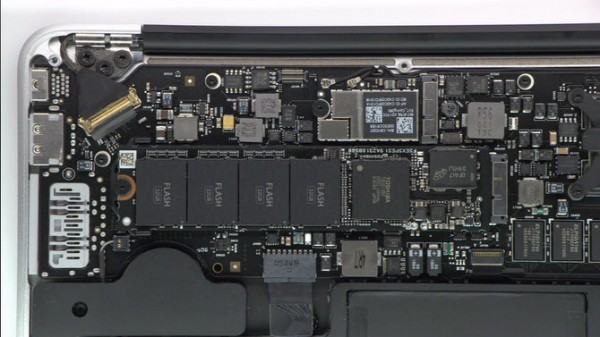 MacBook Air advert internals flash storage top view