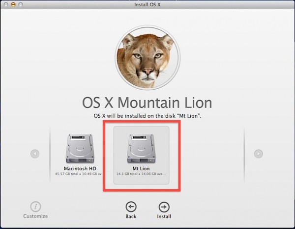 install os x mt lion partition