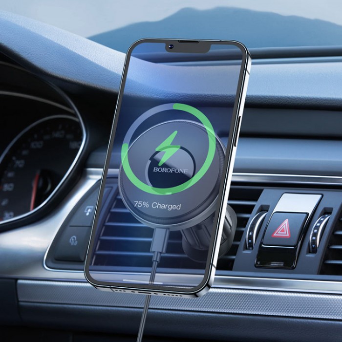 Borofone BH202 Seaside magnetic wireless charger Беспроводное зарядное устройство-автодержатель с поддержкой MagSafe