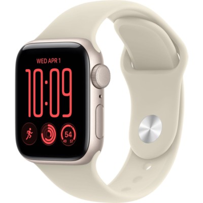 Apple Watch SE 3, 40 мм (MJKR4) (2026) Умные часы Корпус из алюминия цвета Сияющая звезда, спортивный ремешок Сияющая звезда S/M