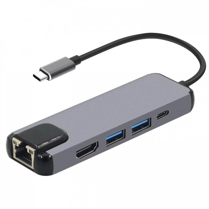 GoojoDoq H41 USB-C HUB 5-in-1 (Ethernet, HDMI, USB-A, PD) Адаптер