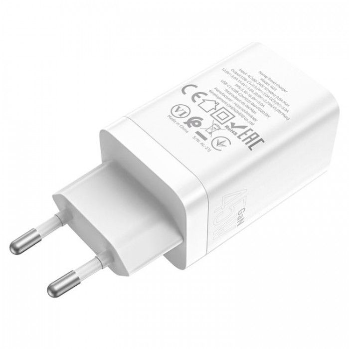 Hoco N23 (2*USB Type-C PD) 45W + QC 3.0 (45 Вт) + Кабель Lightning - USB -C Сетевое зарядное устройство
