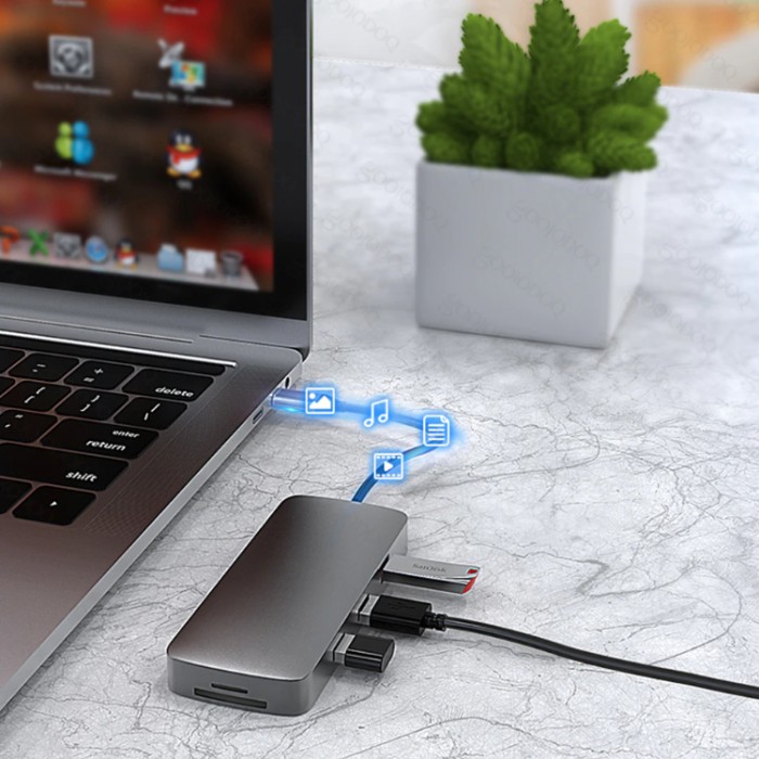 GoojoDoq H58 USB-C HUB 10-in-1 (Ethernet, 3,5мм jack, HDMI, VGA, SD, TF, USB-A, PD) Адаптер