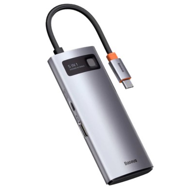 Baseus Metal Gleam Series USB-C HUB 5-in-1 (HDMI 4K, USB 3.0*3, PD) Адаптер