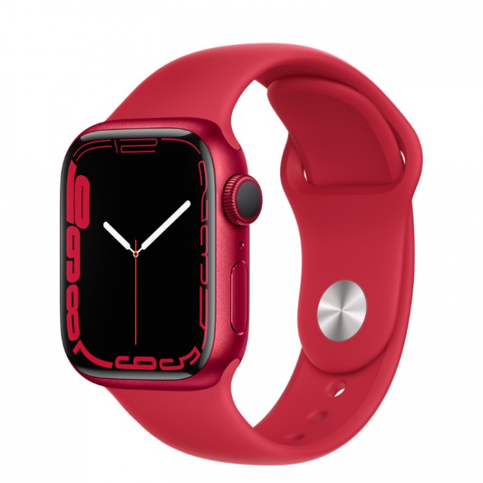Apple Watch Series 7, 41 мм, Умные часы Корпус из алюминия и спортивный ремешок (PRODUCT)RED (MKN23)