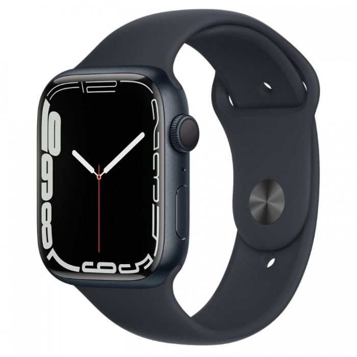Apple Watch Series 7, 45 мм, Умные часы Корпус из алюминия и спортивный ремешок Тёмная ночь (MKN53)