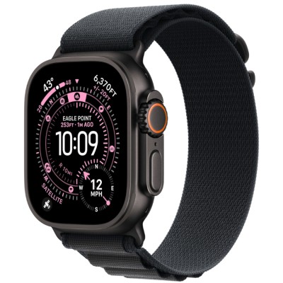 Apple Watch Ultra 3, 49 мм, GPS + Cellular, корпус из Черного титана, ремешок Alpine размер L черного цвета
