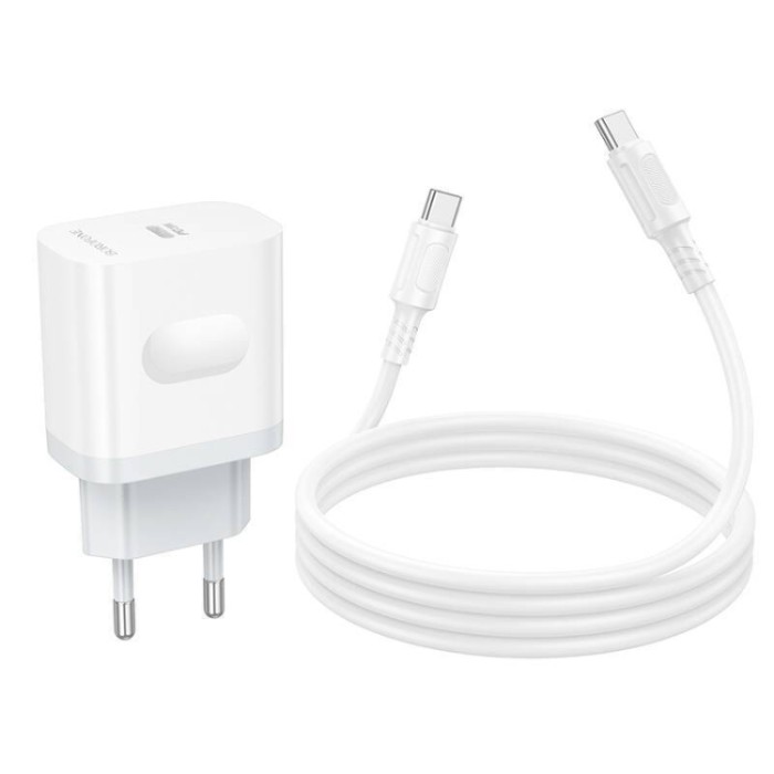 Borofone BA99A Breeze single port PD3.0 Type-C (20 Вт) + Кабель Type-C - Type-C 1м Сетевое зарядное устройство и кабель