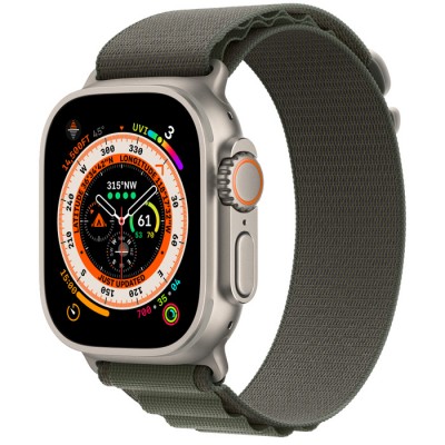 Apple Watch Ultra, 49 мм, GPS + Cellular, корпус из титана, ремешок Alpine зеленого цвета размер Small (MNHJ3)