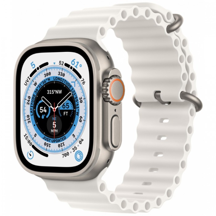 Apple Watch Ultra, 49 мм, GPS + Cellular, корпус из титана, ремешок Ocean цвета «тёмная ночь» (MQEE3)