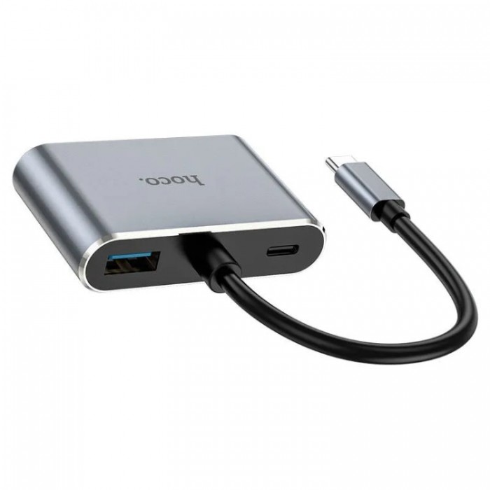 Hoco HB30 Eco Type-C multi-function converter USB-C HUB 4-in-1 (1*USB 3.0, HDMI, VGA, PD) Адаптер