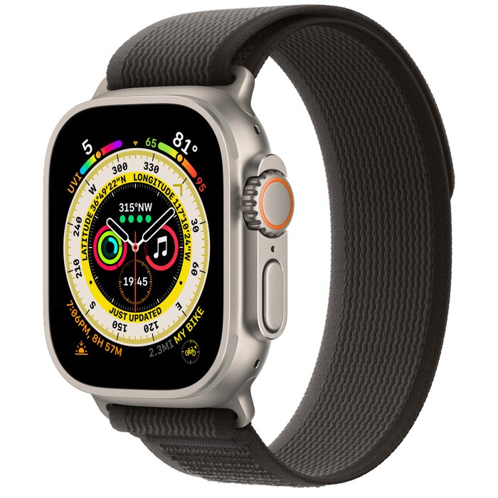 Apple Watch Ultra, 49 мм, GPS + Cellular, корпус из титана, ремешок Alpine оранжевого цвета размер Large (MQFM3)
