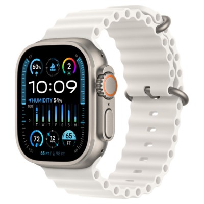 Apple Watch Ultra 2, 49 мм, GPS + Cellular, корпус из титана, ремешок Ocean White белого цвета