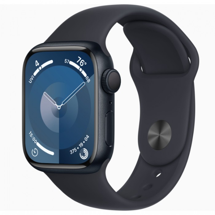 Apple Watch Series 9, 41 мм, Умные часы Корпус из алюминия цвета Темная ночь, спортивный ремешок Темная ночь