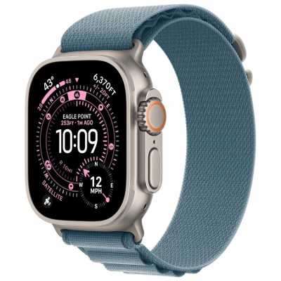 Apple Watch Ultra 3, 49 мм, GPS + Cellular (MEWK4) Умные часы корпус из Натурального титана, ремешок Alpine размер S светло-голубого