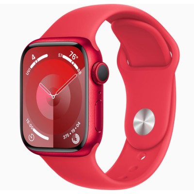Apple Watch Series 9, 41 мм, Умные часы Корпус из алюминия красного цвета, спортивный ремешок (PRODUCT)RED