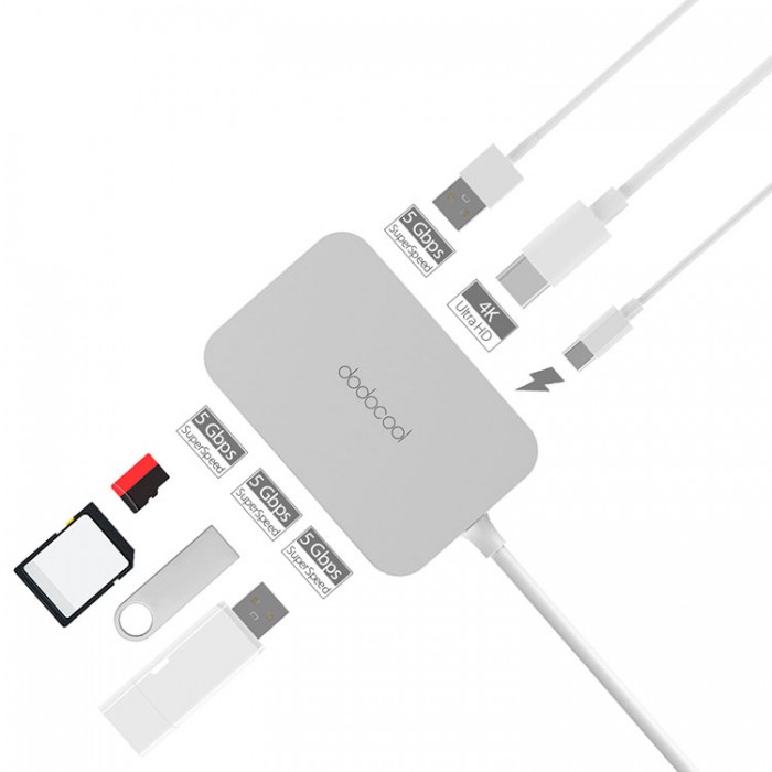 Dodocool DC30 USB-C HUB 7-in-1 (HDMI, USB, SD, TF) Адаптер