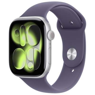 Apple Watch Series 11, 42 мм, Умные часы Корпус из алюминия Серебристый, спортивный ремешок Фиолетовый туман