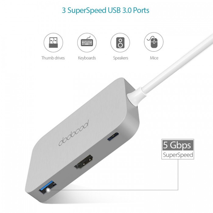Dodocool DC48 USB-C HUB 7-in-1 (USB, HDMI) Адаптер многофункциональный