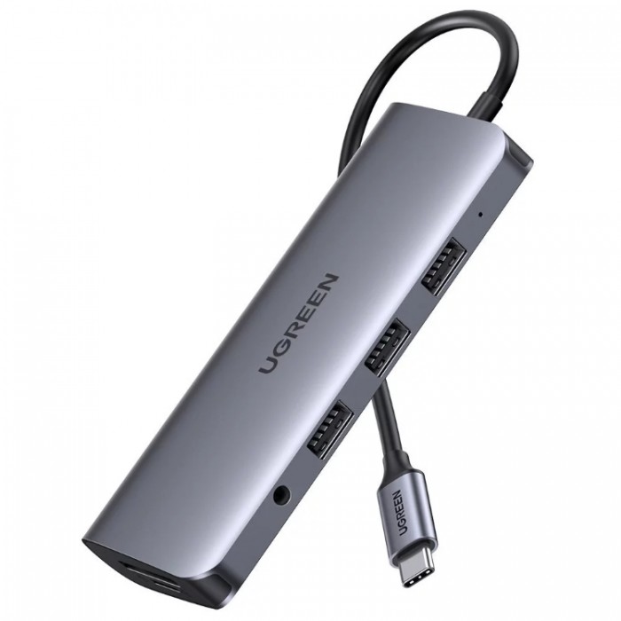 Ugreen USB-C HUB 10-in-1 (3xUSB 3.0, HDMI, VGA, SD/TF, TF, Ethernet, Jack 3,5 mm, PD) Адаптер