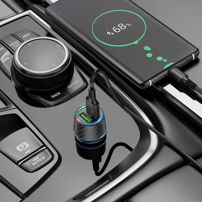 Borofone BZ21A 36W 2USB QC3.0 + Кабель USB Type-C Автомобильное зарядное устройство