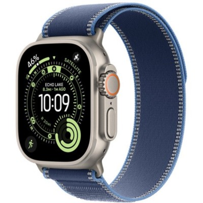 Apple Watch Ultra 3, 49 мм, GPS + Cellular, корпус из Натурального титана, ремешок Trail Loop синего цвета