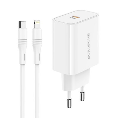 Borofone BA57A Easy Speed PD3.0 Type-C (20 Вт) + Кабель Lightning 1м Сетевое зарядное устройство и кабель