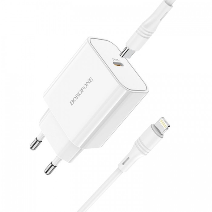 Borofone BA57A Easy Speed PD3.0 Type-C (20 Вт) + Кабель Lightning 1м Сетевое зарядное устройство и кабель