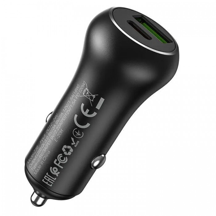 Hoco Z38 Resolute 1xUSB + 1xUSB-C 20W Автомобильное зарядное устройство