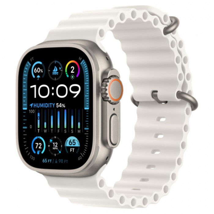 Apple Watch Ultra 2, 49 мм, GPS + Cellular, корпус из титана, ремешок Ocean Orange оранжевого цвета