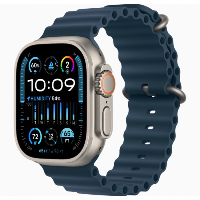 Apple Watch Ultra 2, 49 мм, GPS + Cellular, корпус из титана, ремешок Ocean Orange оранжевого цвета