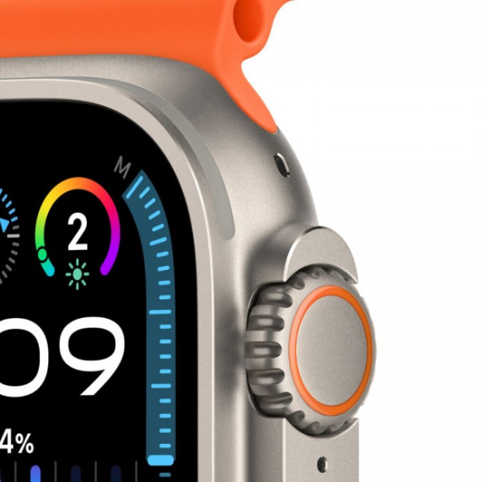 Apple Watch Ultra 2, 49 мм, GPS + Cellular, корпус из титана, ремешок Ocean Orange оранжевого цвета