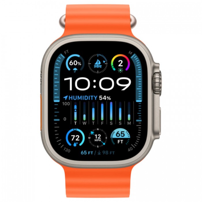Apple Watch Ultra 2, 49 мм, GPS + Cellular, корпус из титана, ремешок Ocean Orange оранжевого цвета