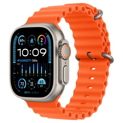 Apple Watch Ultra 2, 49 мм, GPS + Cellular, корпус из титана, ремешок Ocean Orange оранжевого цвета