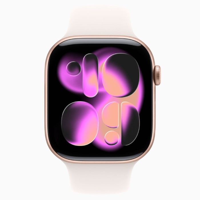 Apple Watch Series 11, 42 мм (MEU44) Умные часы Корпус из алюминия Розовое золото, спортивный ремешок Румянец  M/L