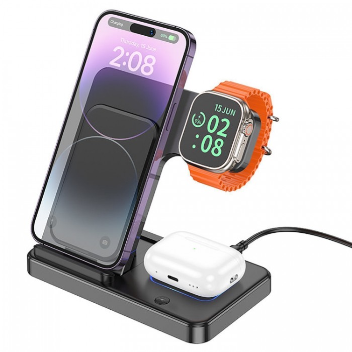 Borofone BQ26 Best 3-in-1 wireless fast charger Беспроводное зарядное устройство