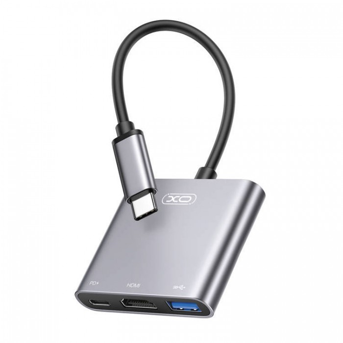 XO HUB011 USB-C HUB 3-in-1 (HDMI, USB 3.0, USB-C PD) Адаптер