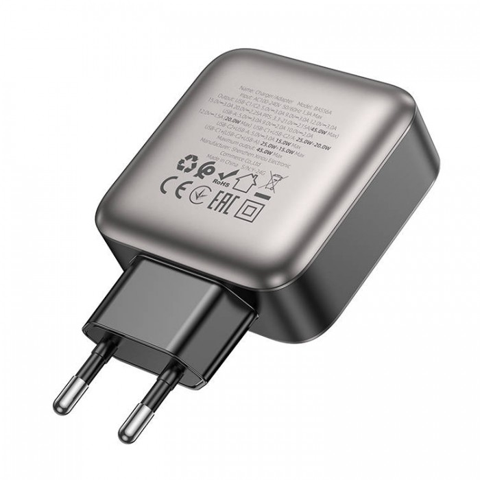 Borofone BAS56A PD 45W USB - 2 * USB Type-C (45 Вт) Сетевое зарядное устройство