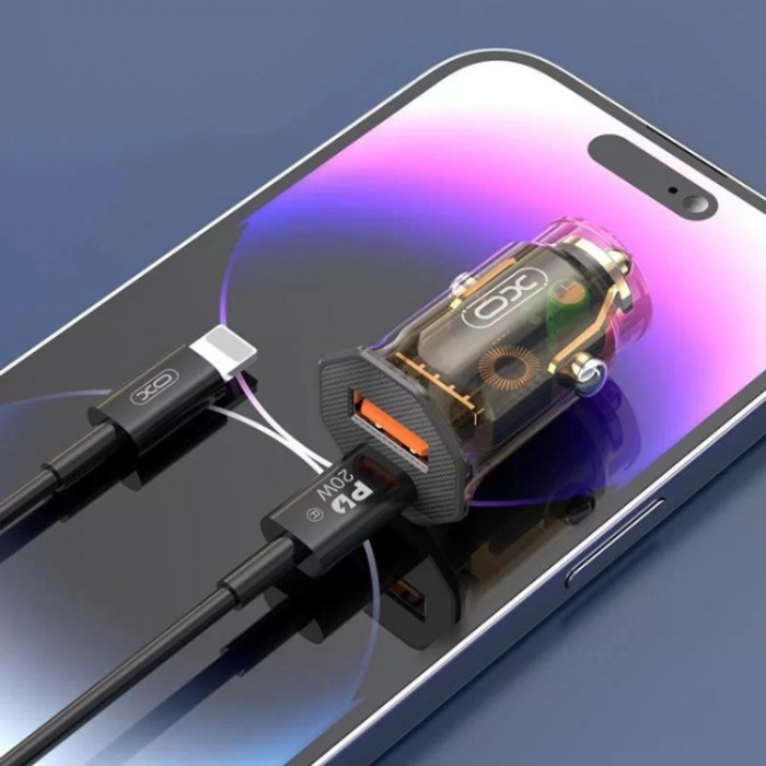 XO CC50 33 ВТ QC3/PD20W 3A USB-A-C 30Вт (USB-C+USB) Автомобильное зарядное устройство