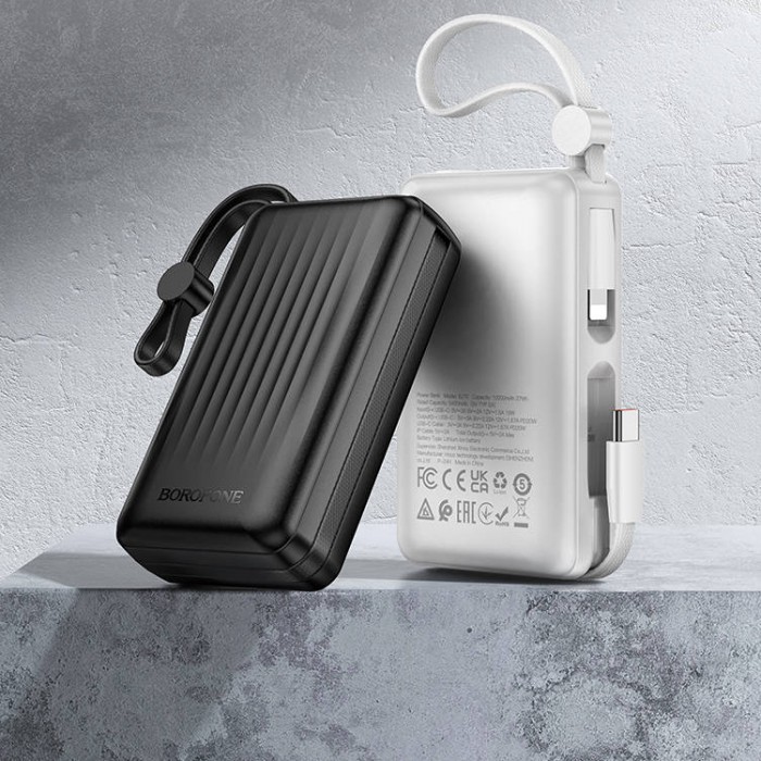Borofone BJ70 Built-In Cables Palm Size Power Bank USB-C/Lightning (10 000 мАч) Внешний аккумулятор