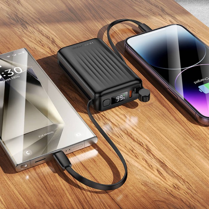 Borofone BJ70 Built-In Cables Palm Size Power Bank USB-C/Lightning (10 000 мАч) Внешний аккумулятор