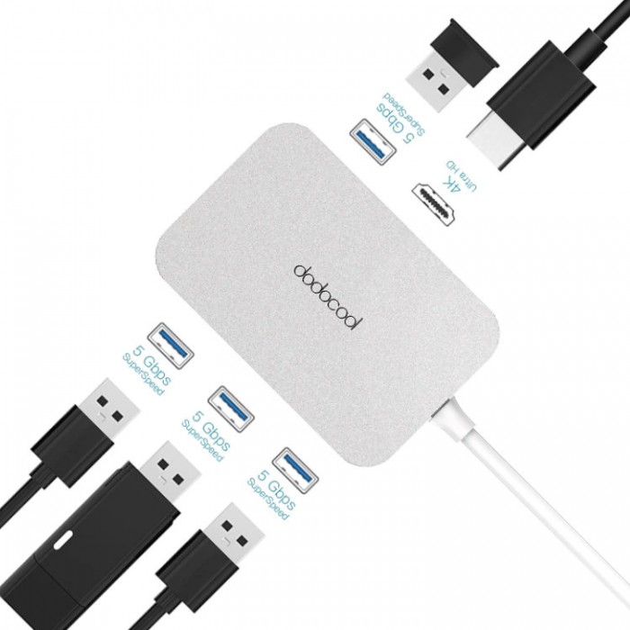 Dodocool DC31S USB-C HUB 5-in-1 (4*USB, HDMI 4K) Адаптер