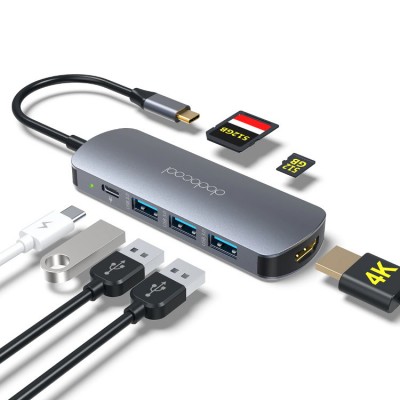 Dodocool DC76 USB-C HUB 7-in-1 (3*USB 3.0, HDMI 4K, PD, SD, TF) Адаптер