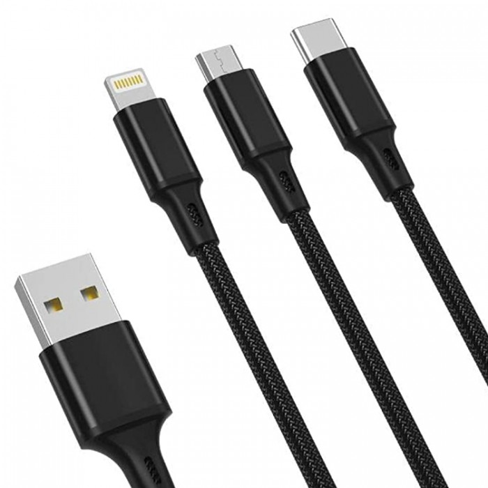 XO NB173 3 в 1 USB - Lightning / Micro-USB / USB-C 2,4 A (1,2 м) Кабель