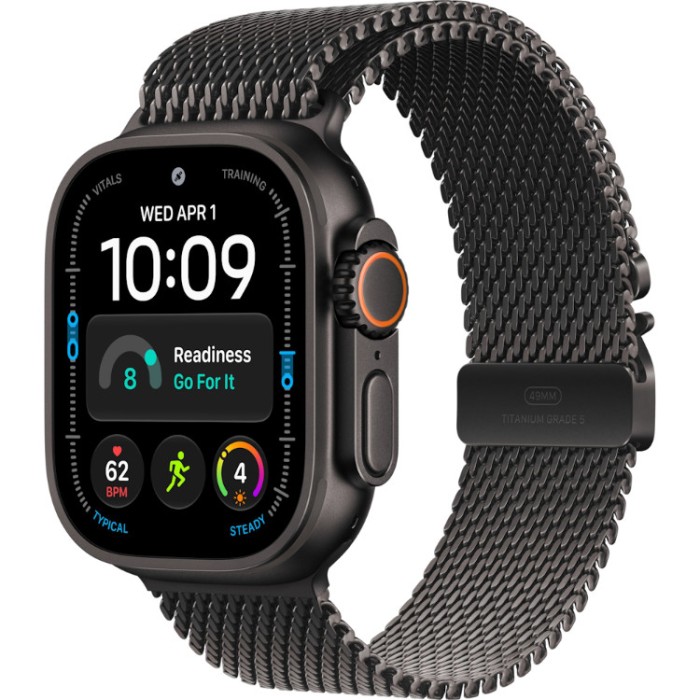 Apple Watch Ultra 4, 49 мм, GPS + Cellular (MJAV4) Умные часы корпус из Черного титана, ремешок Миланская петля Черного цвета, размер M