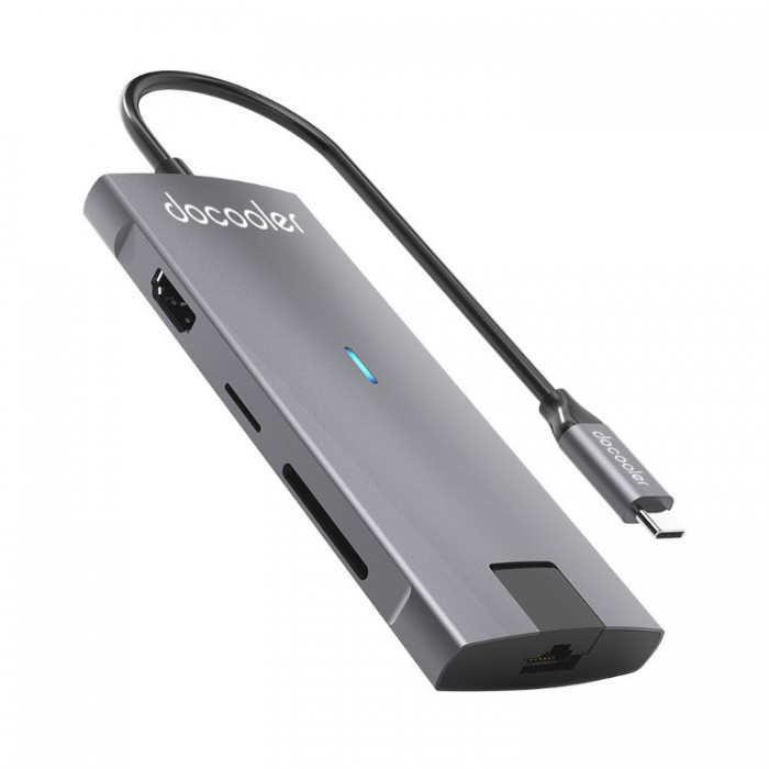 Docooler USB-C HUB 8-in-1 (USB, HDMI, SD, TF, Ethernet) Адаптер