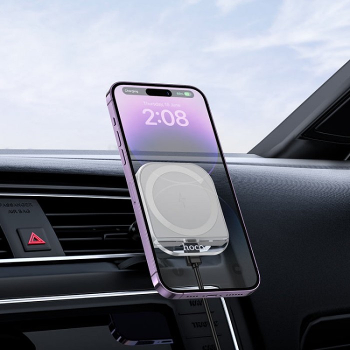 Hoco HW17 Crystal MagSafe wireless charging Беспроводное зарядное устройство-автодержатель с поддержкой MagSafe