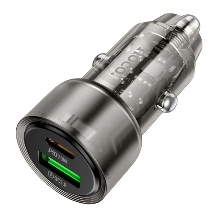 Hoco Z52 Spacious USB+Type-C QC 3.0+PD 38W Автомобильное зарядное устройство
