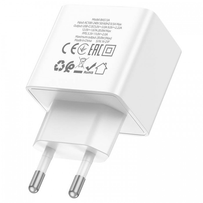 Borofone BAS13A Erudite PD20W PD3.0 Type-C (20 Вт) Сетевое зарядное устройство